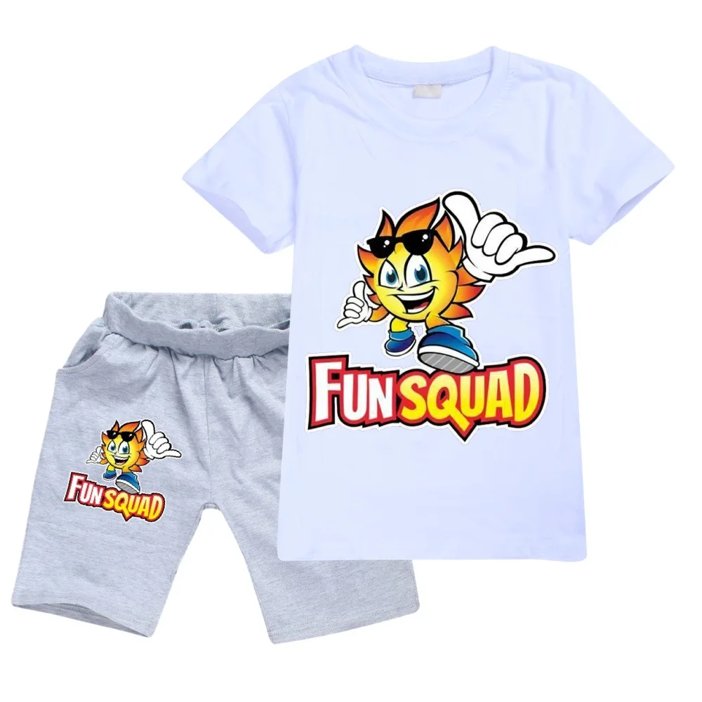 New Summer Fun Squad Gaming T Shirt Shorts 2pcs Set Kids Casual Suit Baby Boys Sportsuit Girls Running Outfits 2-16Y