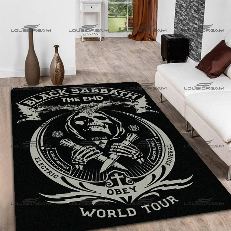 Square Flannel Grim Reaper Floor Mats Black Sabbath Art Deco Carpet Vintage Home Living Room Rugs Bedroom Carpet