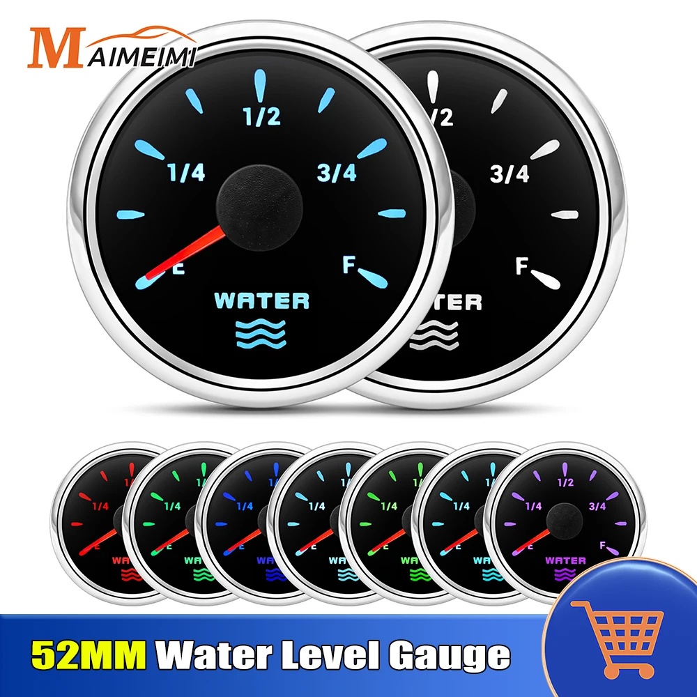 

52 мм 0 ~ 190 Ом датчик уровня воды 7 цветов подсветка резервуара для воды индикатор уровня цифровой датчик для лодки морской автомобиля 12 В 24 В