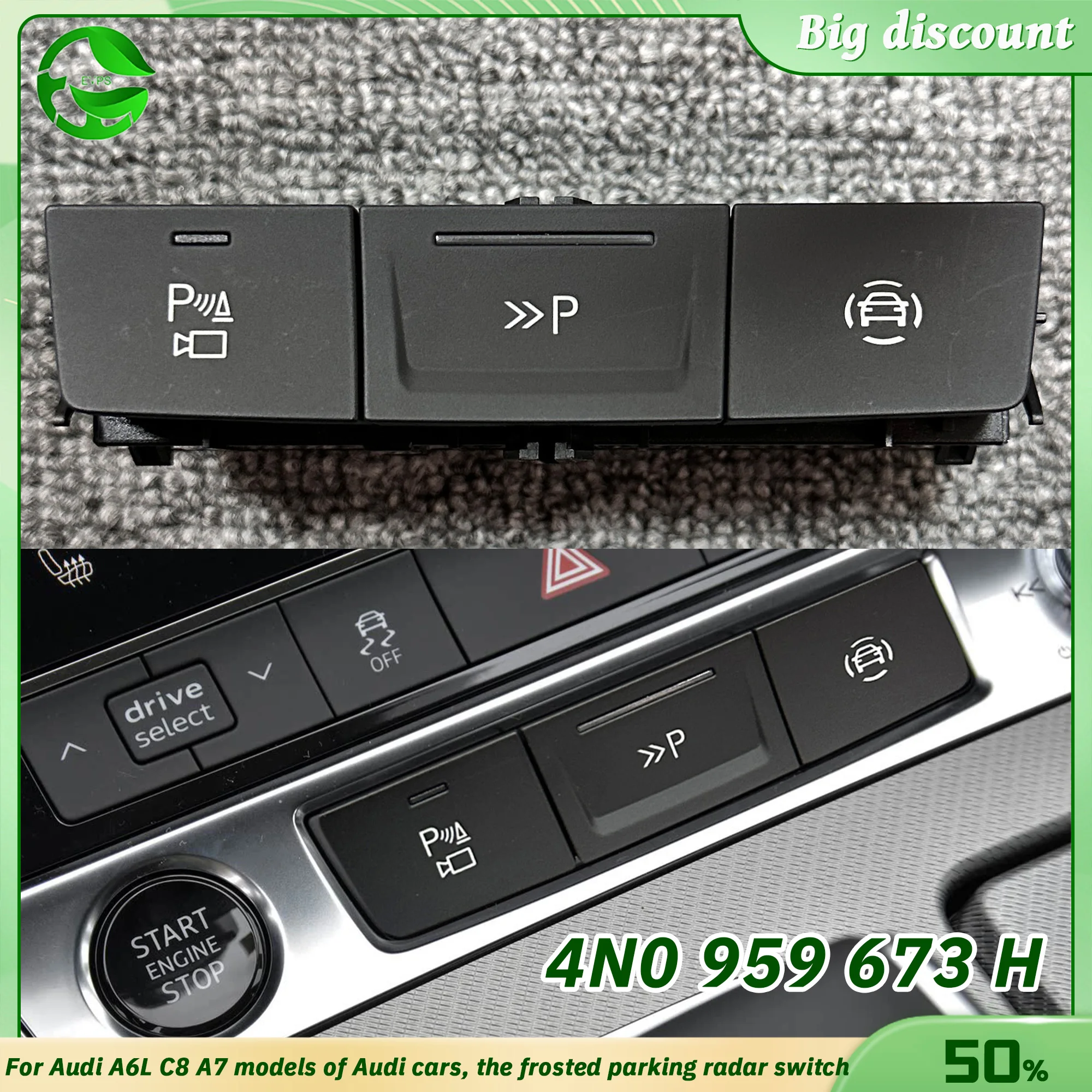 

Для высококачественных моделей автомобилей Audi A6L, C8 и A7, матовый радарный переключатель парковки 4N0959673H.