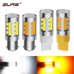 1PCS 1156 P21W LED BA15S BAU15S PY21W Bulb T20 7440 W21W LED 4014 105SMD Canbus Car Reverse Turn Signal Light White Amber 12V24V