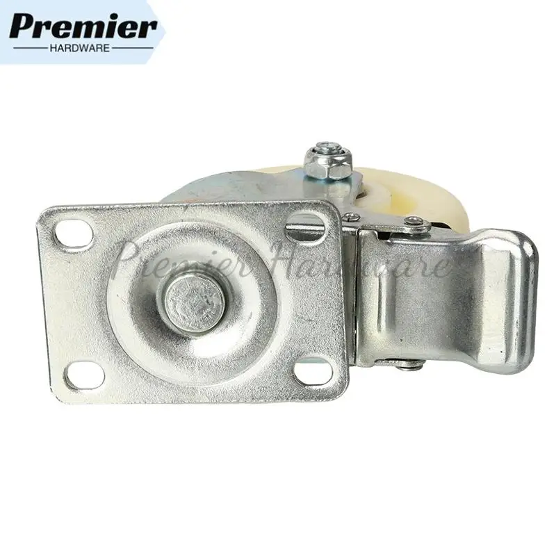 

4-дюймовое универсальное колесо с тормозом: белые нейлоновые ролики для осветительных приборов и бесшумного износостойкого использования в мебели