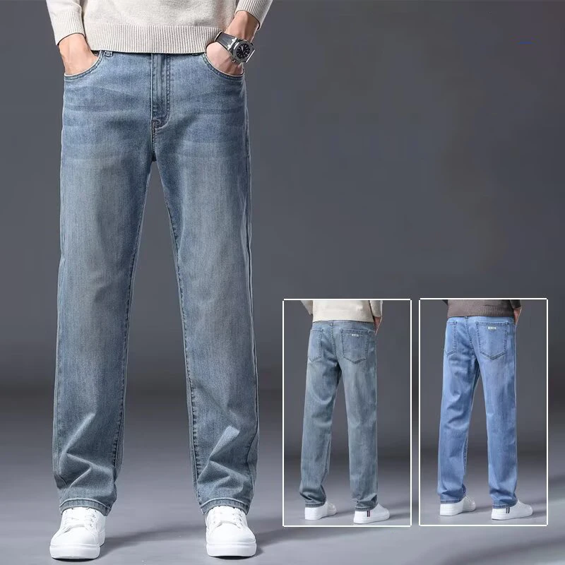 

Summer Thin Men Slim Fit Straight Leg Comfortable Versatile Jeans 2026 New Hot Sale Male Daily Business Casual Denim Trousers