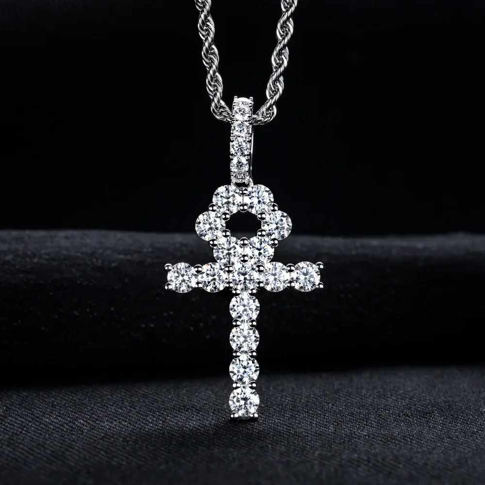 

Luxury Moissanite Cross Pendant Necklace for Men's -925 Sterling Silver Wedding Women's Necklace Pendant & Religion Jewelry Gift