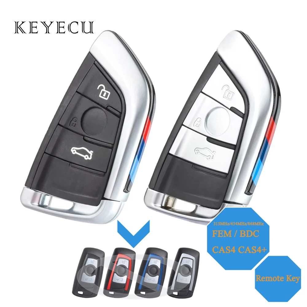 Keyecu 3 pulsanti per BMW FEM BDC CAS4 CAS4 + F Chassis 5 7 Series modificato Smart Remote Car Key Fob 315MHz 434MHz 868MHz ID49 Chip