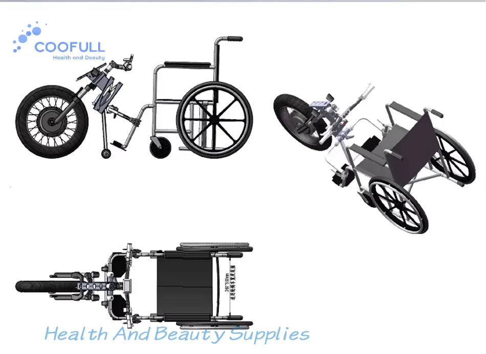 Coofull 1200W Electric Wheelchair Power Attachment 48V Detachable Front Wheel Handcycle with Fat Tire
