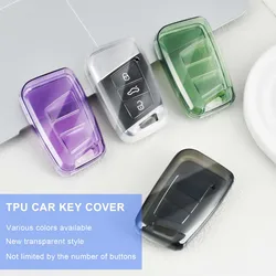 For Volkswagen Passat B8 CC Arteon Magotan GTE Skoda Fabia Superb A7 Tiguan Kodiaq MK2 TPU Transparent Car Key Fob Case Cover VW