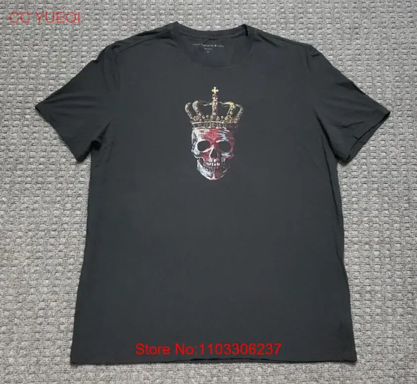 John Varvatos Men's XL Black T Shirt Skull with Bavarian Hoop Crown