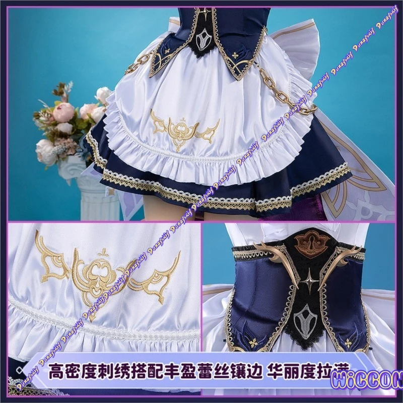 Cathbelle Azur Promilia Cosplay Blue White Chain Maid Dress Kawaii Style Women Costume For Anime Convention - view 6