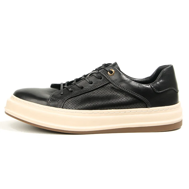 CLAIAMI Washed Horse Leather Men Sneakers Trendy Lace-up Rubber Luxury Men Shoes Casual Leather Shoes for Men Zapatos De Hombre image 6