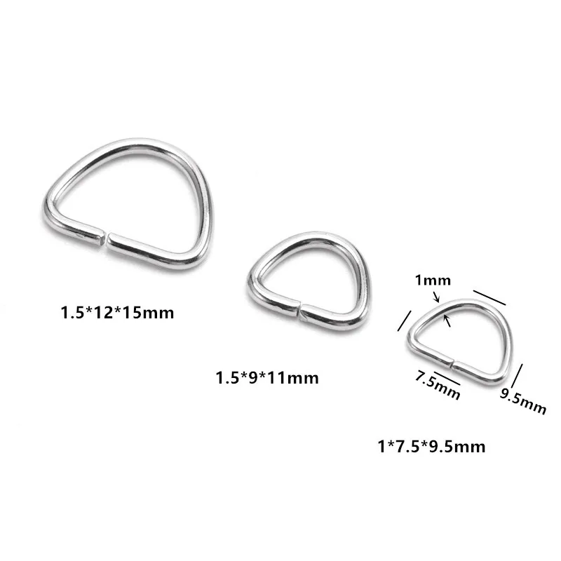 20PCS Stainless Steel 9.5/11/15MM D Buckle Open Jump Rings Connector for DIY Necklace Split Rings Jewelry Making