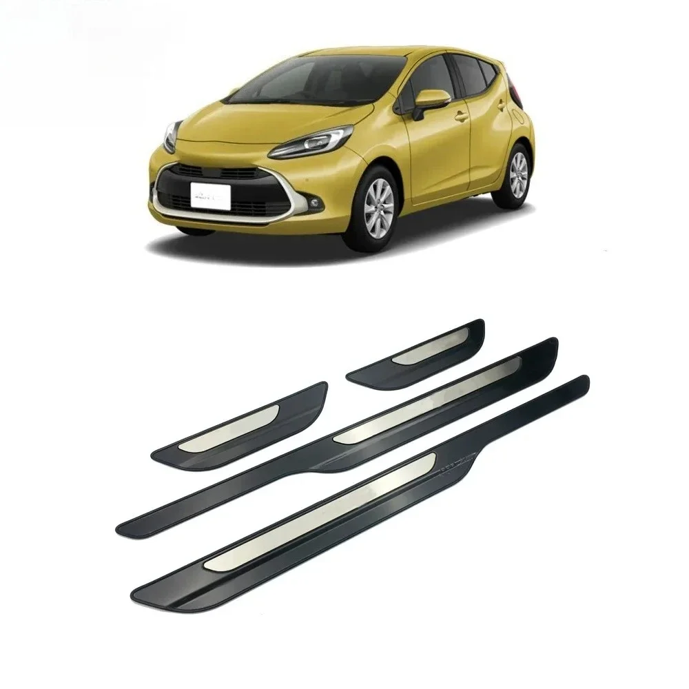 For Toyota Aqua XP210 Prius C 2021 2022 Stainless Steel Ouside Door Sill Panel Scuff Plate Kick Step Trim Cover Protector