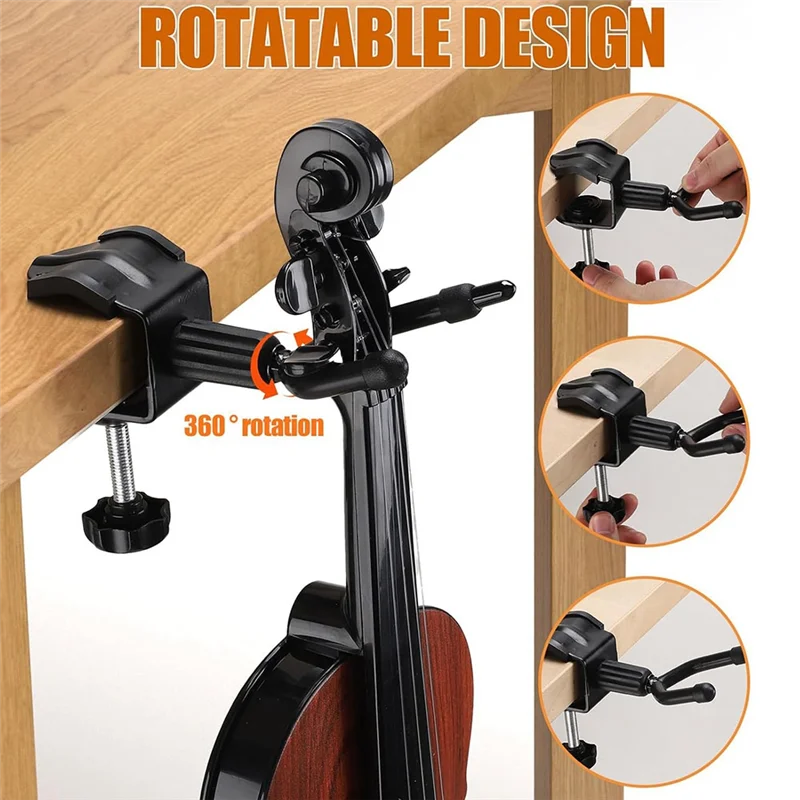 A79E-360° Rotate Hanger Hook For Stage Shows Violin Hanger Holder Viola Ukulele Home Studio Practices