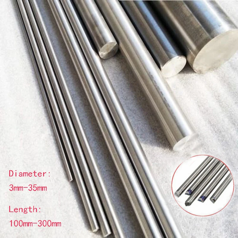 1pcs length 100mm-300mm diameter 3mm-35mm Titanium Round Bar Grade Bearing Resistance to Corrosion Resistance Elastic Module