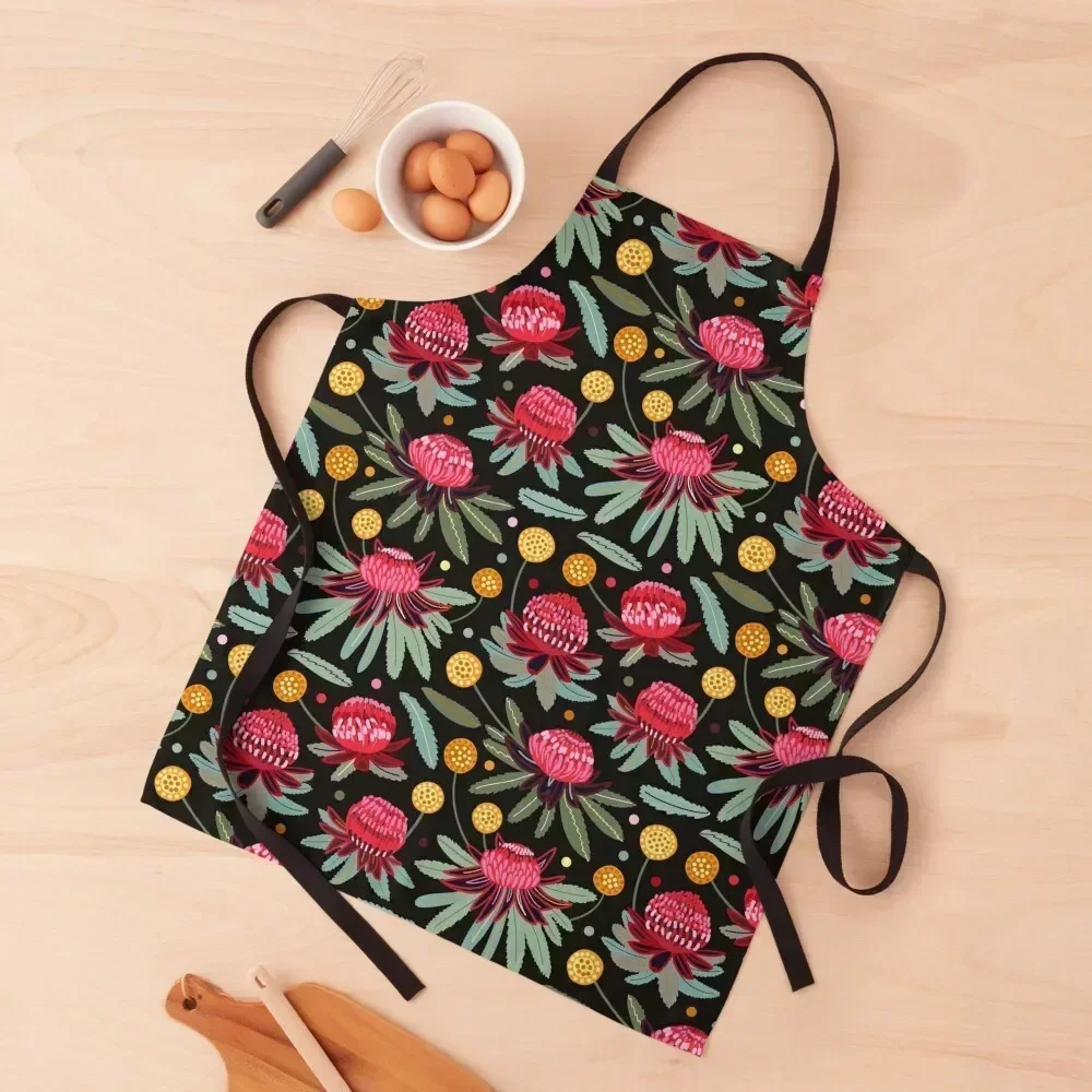 

Waratahs and Craspedia Apron kitchen utensil Chef Uniform Kitchen For Women Things For Home And Kitchen Apron