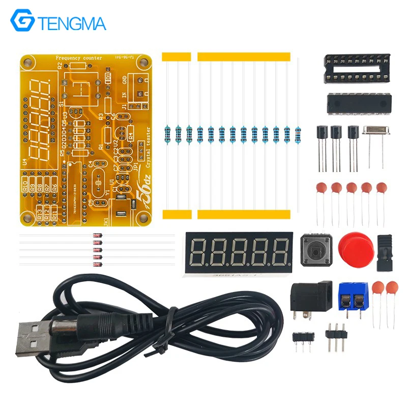 High Precision Crystal Oscillator Measuring Circuit 1Hz-50MHz Digital Frequency Meter Design DIY Welding Kit