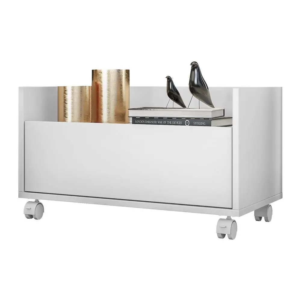 Bedside Table 80 cm with White Multimobile Casters