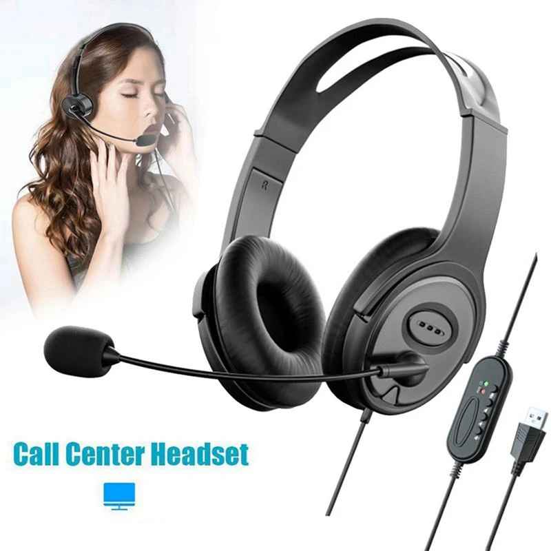 Stereo Headphones Noise Cancelling Microphone For Zoom Skype Office Call Center Home Podcast