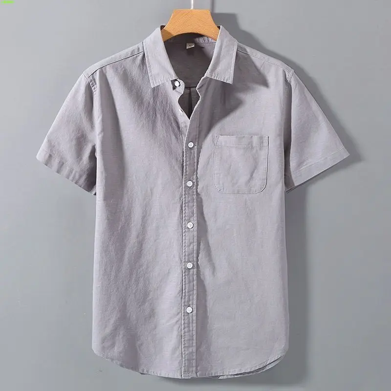 Casual Loose Men's Linen Shirt Summer Thin Short Sleeve Cotton Linen Top Breathable Comfortable Daily Wear Fashionable Handsome