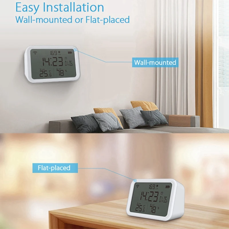 Wifi Thermometer Hygrometer Monitor: Digital Light Thermometer Humidity Sensor Meter For Baby Home Indoor Greenhouse