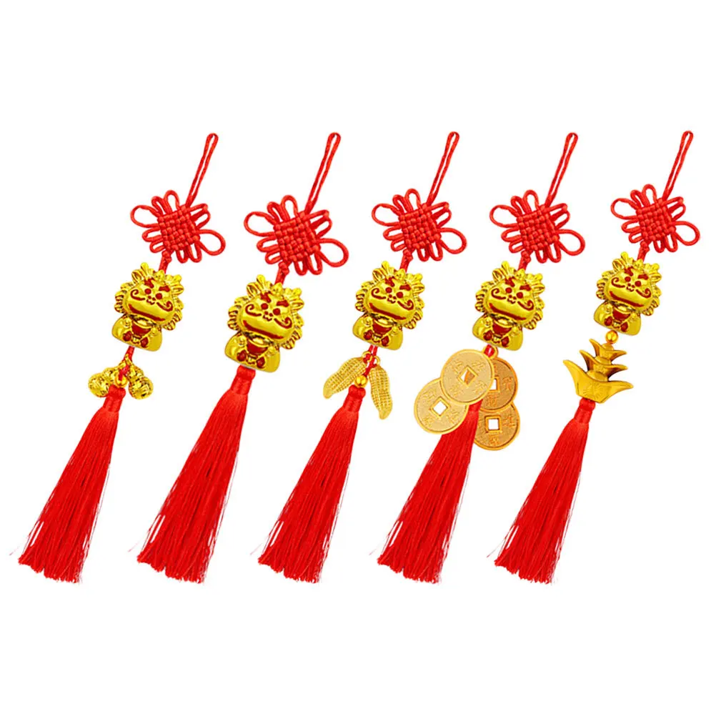 

5pcs Chinese New Year Dragon Hanging Ornament Car Pendant Polyester Tassel Decor For Home Wall Door Outdoor Festival 2024