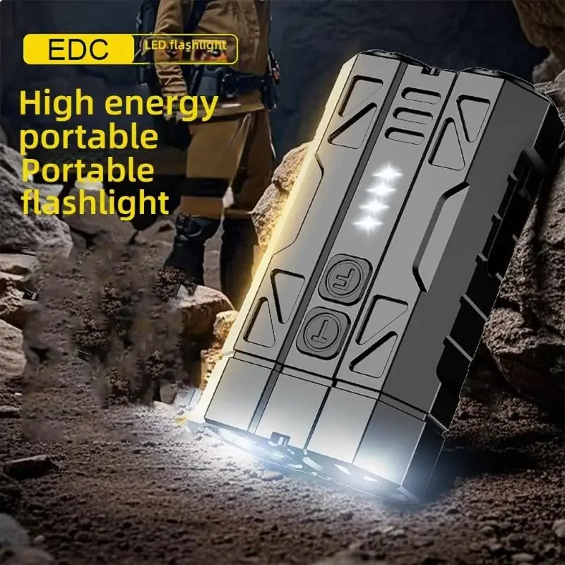 Rechargeable Zoomable Flashlight Double Mode Base 4 Brightness Level Waterproof For Outdoor Camping Emergency K1KF