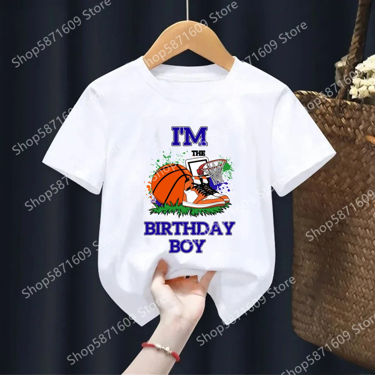 Family Matching Basketball Party TShirts Personalized Baller Party T Shirts Boys Any Age Name My Kids Shirts T-Shirts