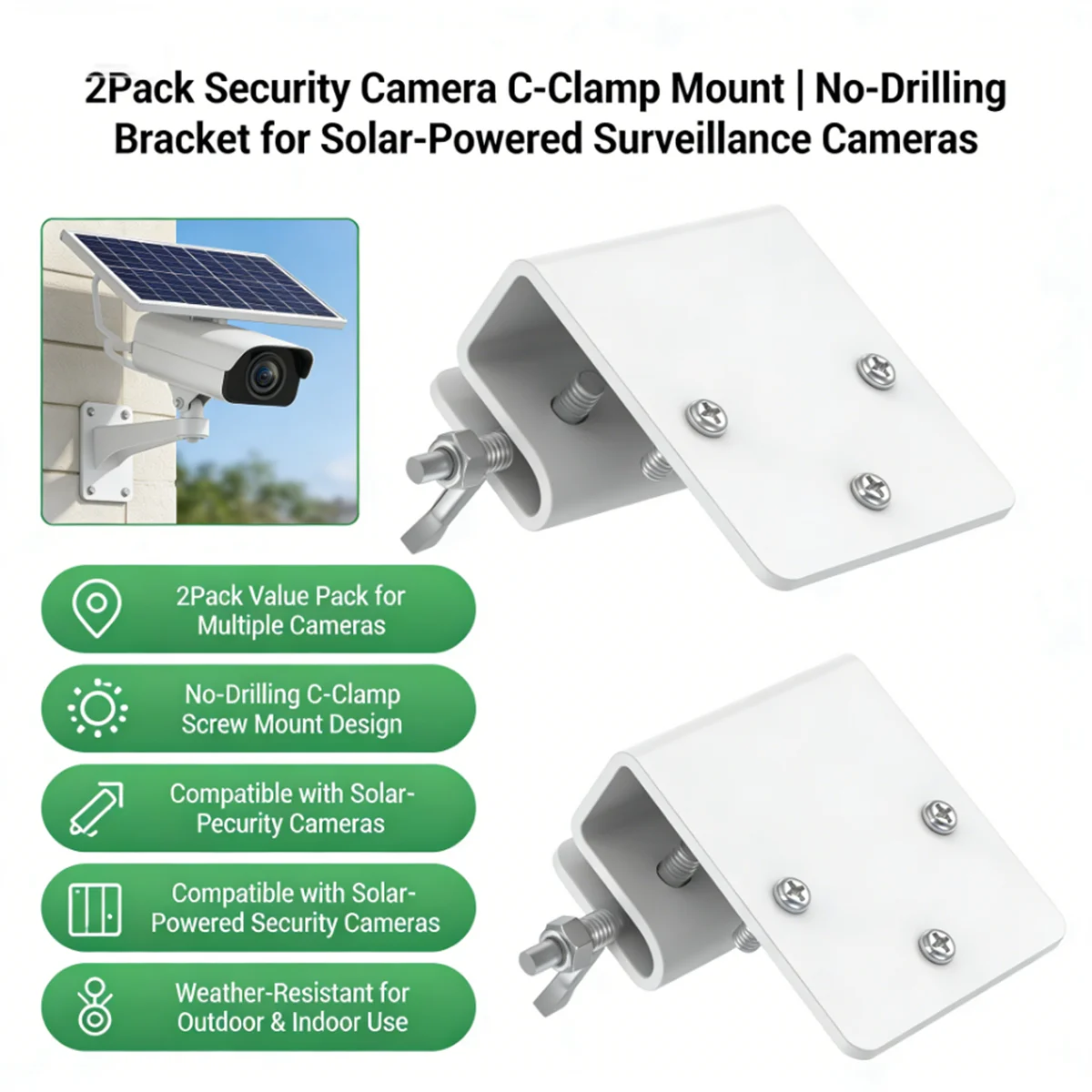 

2Pcs Adjustable Camera Mount Bracket Stainless Steel Outdoor Indoor Security Camera Wall Mount Holder for CCTV Camera & Webcam