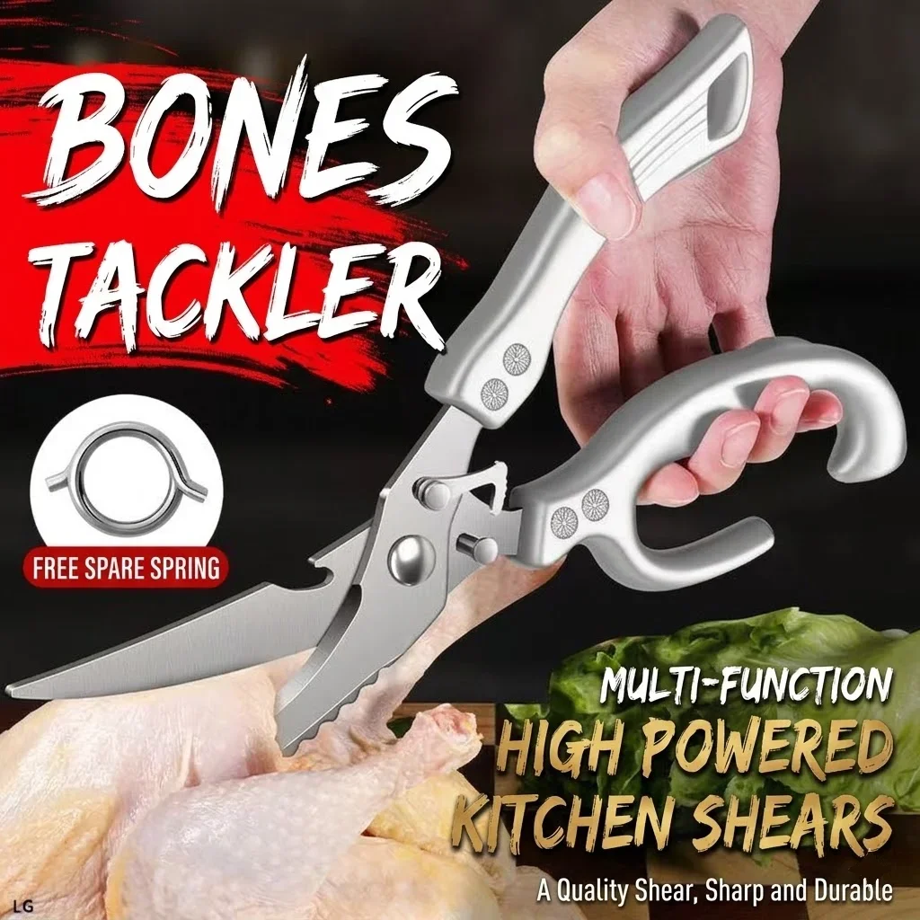 Heavy Duty Multipurpose Kitchen Scissors Stainless Steel Shears for Chicken Bones Fish Meat, Built-in Bottle Opener Kitchen Tool