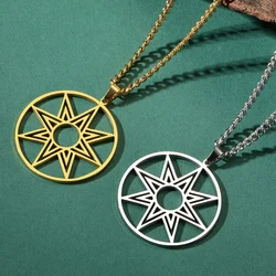 Dawapara Octagram Necklace Star of Ishtar Inanna Goddess Assyrian Star Pendant Stainless Steel  Ancient Greek Mythology Jewelry