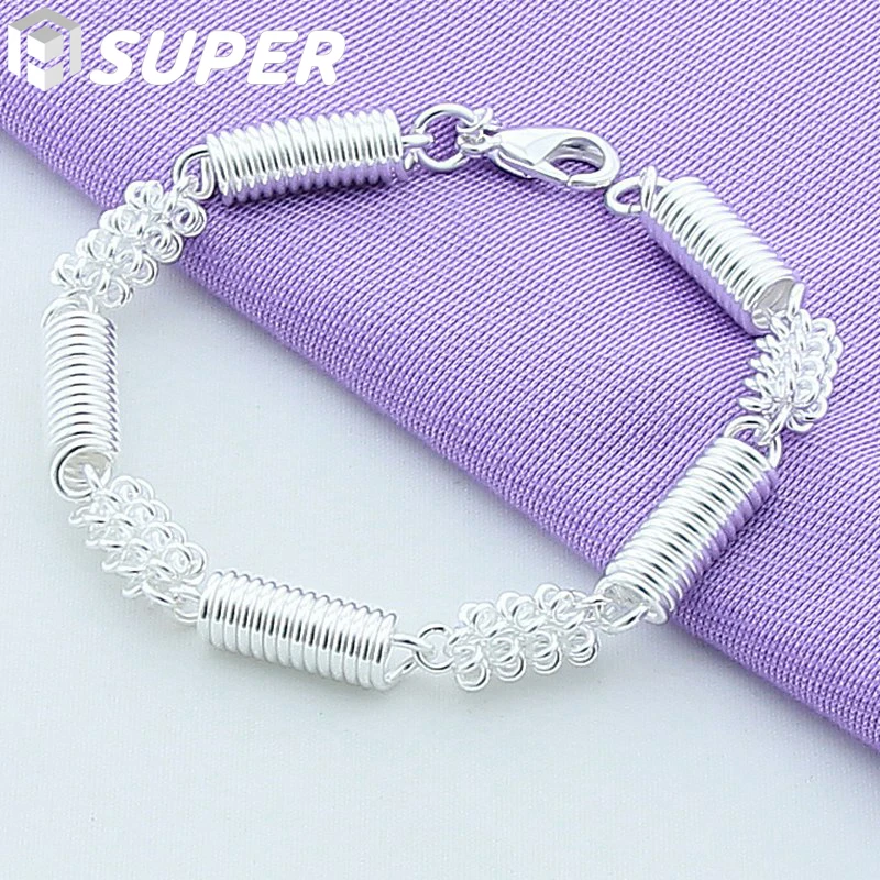

925 Sterling Silver Spring Circle Bracelet For Woman Charm Wedding Engagement Party Fashion Jewelry