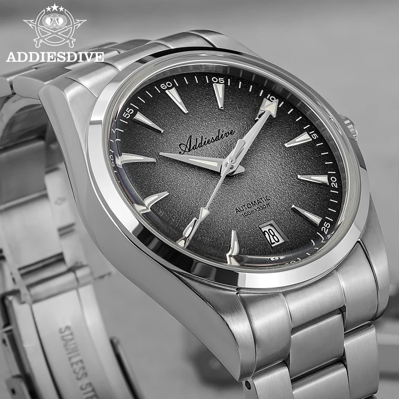 ADDIESDIVE Moda AD2094 reloj hombre Orologio meccanico automatico da uomo AR rivestito a bolle di vetro a specchio Orologi luminosi impermeabili