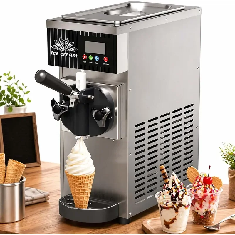 Soft Serve Ice Cream Machine for Home Commerce 450w Countertop Single Flavor Maker 4 5L H Yield with 2 5l Material Box 1 L