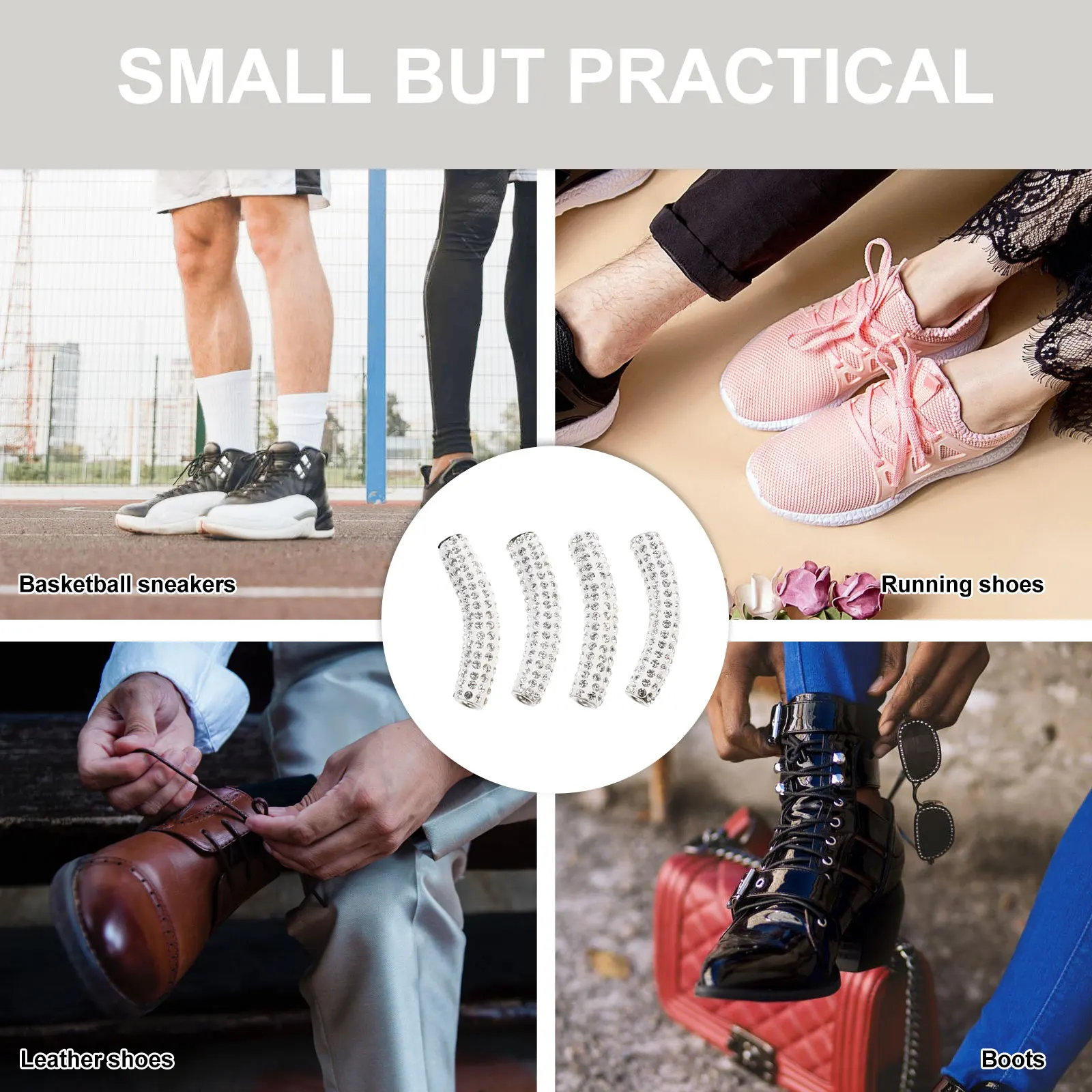 

4pcs Shoe Lace Adornment Rhinestone Studded Buckles Unique Shoelace Buckle Diy Decor For Fashion Sneaker Accessories