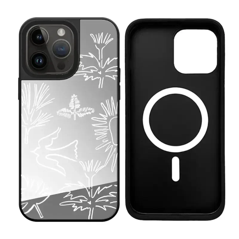 

Bird Tree Mirror Surface iPhone 11 12 13 14 15 Pro Max Case - Protective iPhone Case with MagSafe