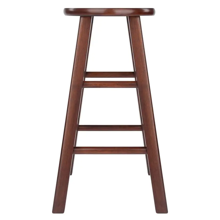 Element 2Piece 24In Counter Stool Set, Walnut Finish, Solid Wood, Modern Design