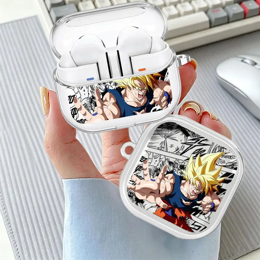 Case For Samsung Galaxy Buds Live 2Pro 4Pro 4 Pro 3 FE 3Pro 2 Clear Earphone Cases Cover With Hook Dragon Ball Anime Goku