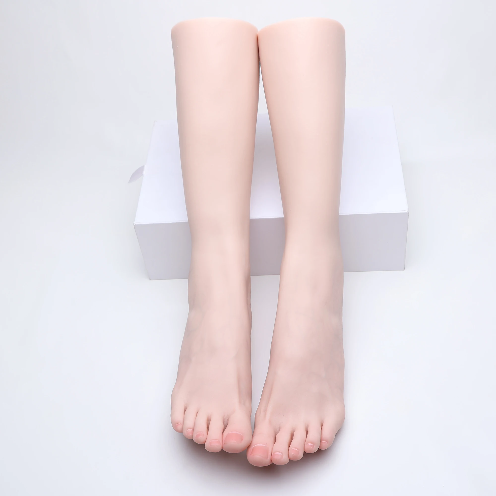 Female Silicone Foot Leg Model Lifelike Fake Nail Practice Fetish Feet for Shoes Sock Jewelry Art Display Props TGJTA Zishine