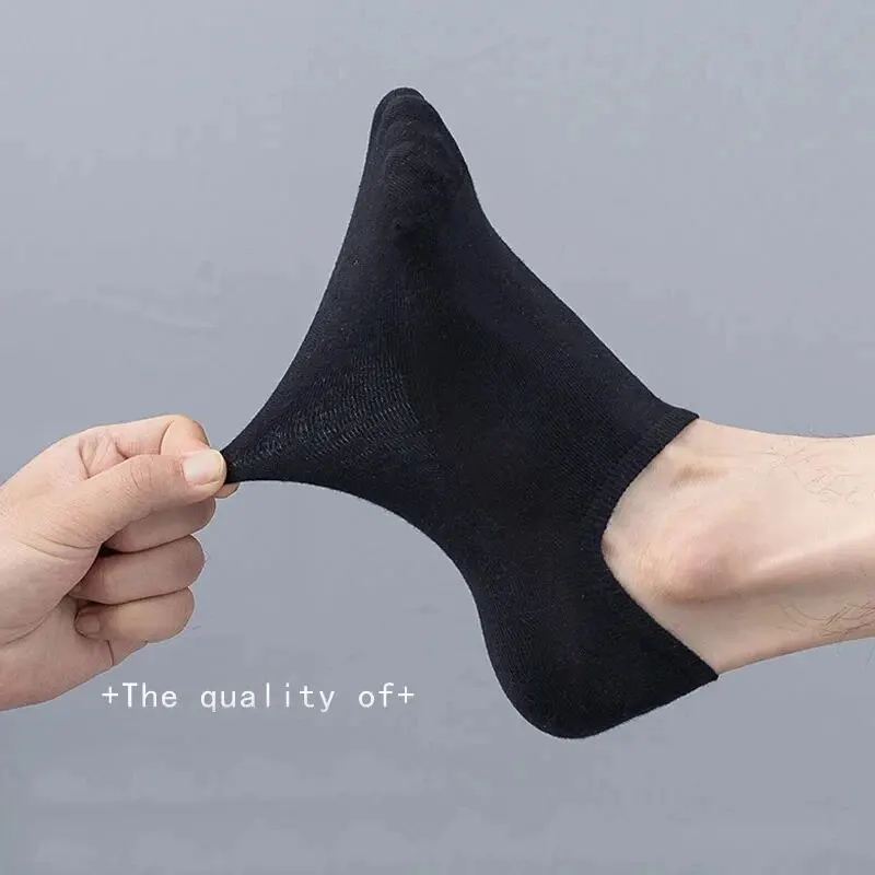 5 Pairs Men\'s Solid Color Light Mouth Invisible Socks Solid Color Business Casual Non Slip Men\'s Short Socks