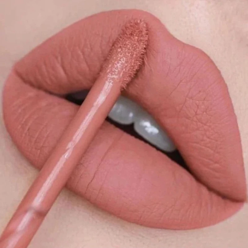 Long Lasting Velvet Matte Nude Brown Lip Gloss Waterproof Liquid Lipstick Lips Makeup Women Beauty Red Non-stick Cup Lip Gloss