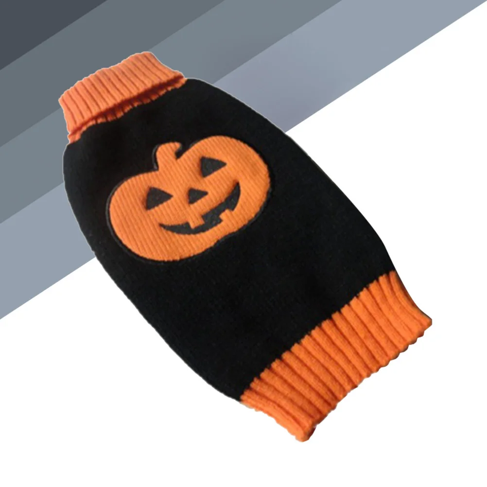 

Pets Sweater Dog Halloween Clothes Costumes Knit Turtleneck Clothing Pumpkin Pattern Puppy