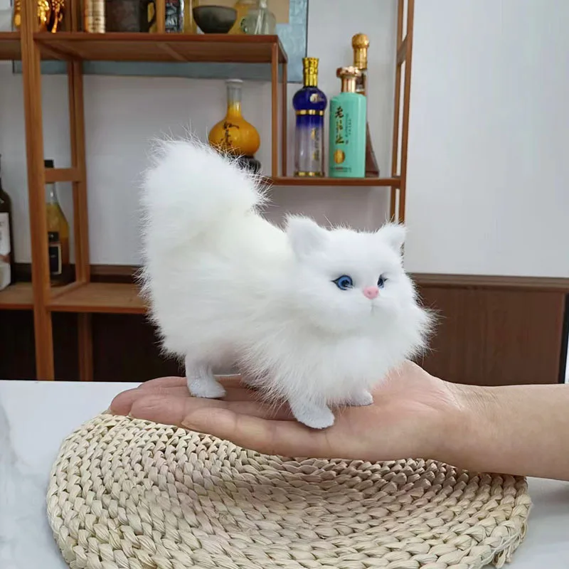 Juguetes de peluche de gato de simulación, gatito de peluche suave, modelo de gato falso, animales realistas para niños, cumpleaños, regalo del Día