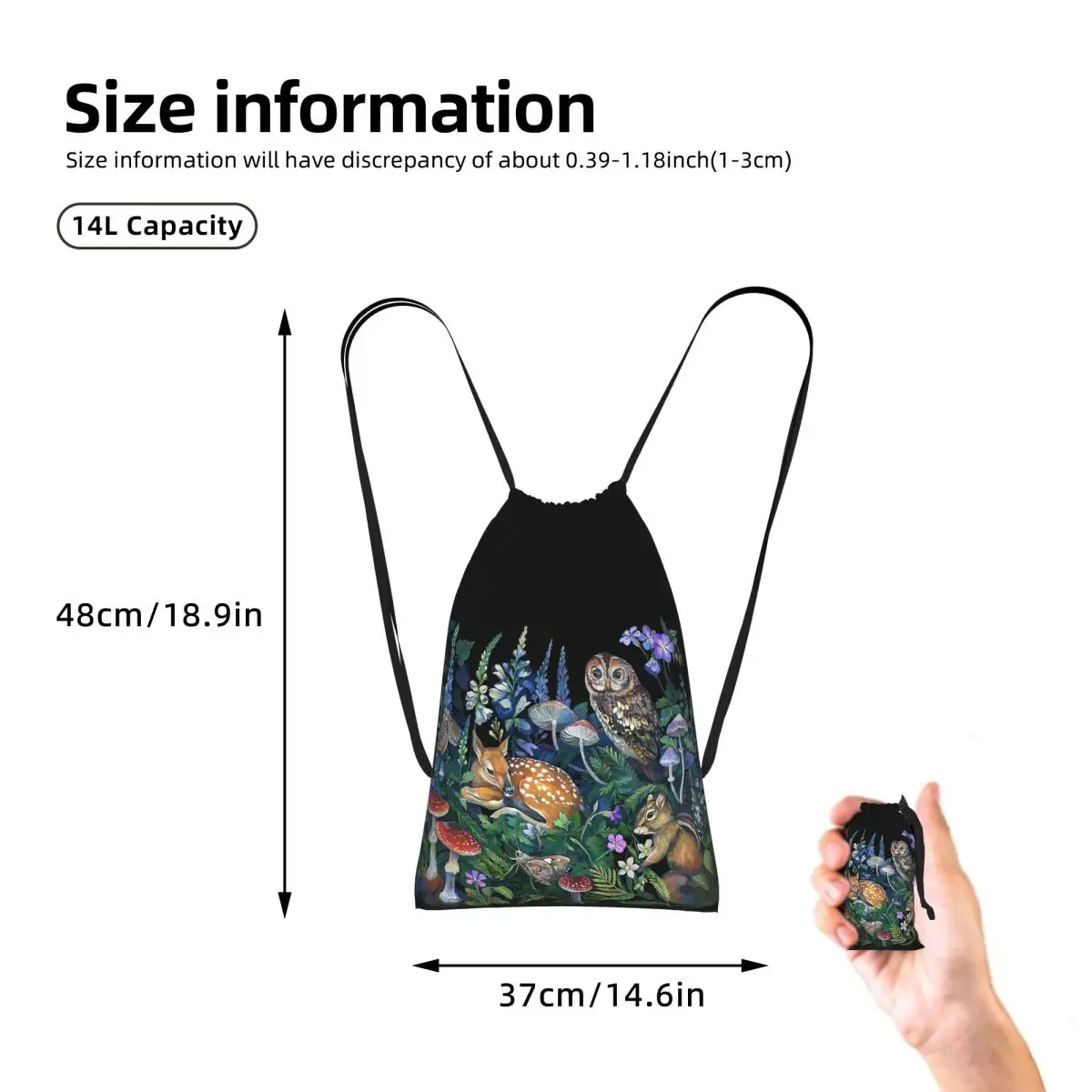 Enchanted Forest Drawstring Backpack Sports Gym Bag Portable Travel Drawstring Bag for Men Women