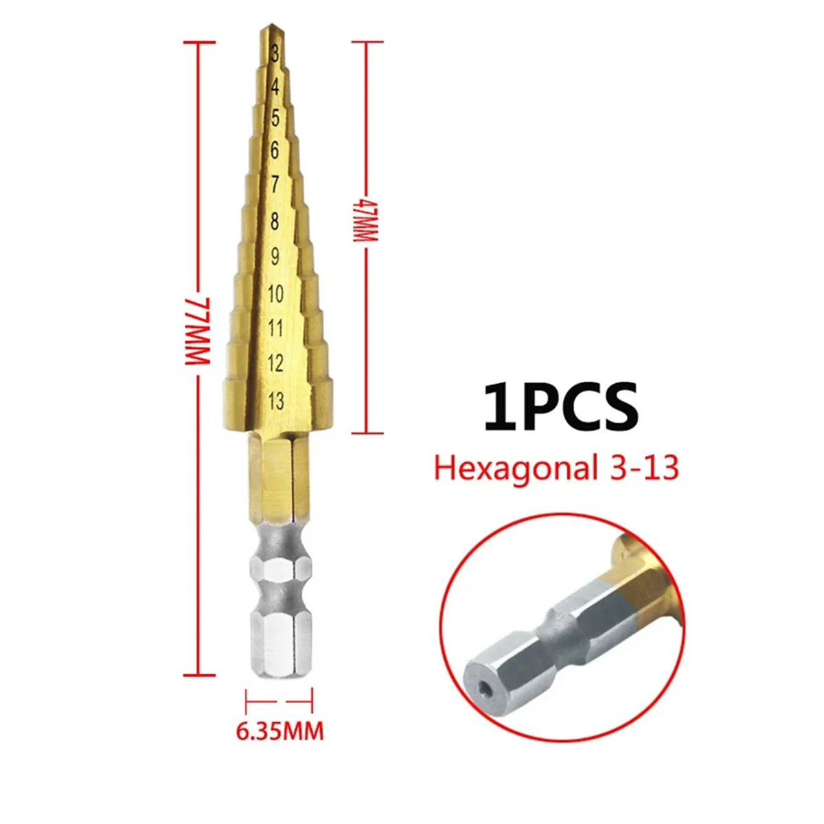 3-13mm HSS Straight Groove Step Drill Bit Wood Metal Hole Cutter Core Drill Bit Pagoda Drill Bit