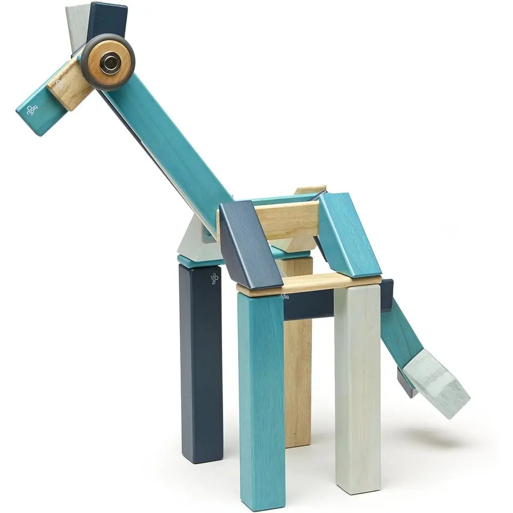 42-Piece Tegu Blue Magnetic Wooden Blocks for Ages 1-99