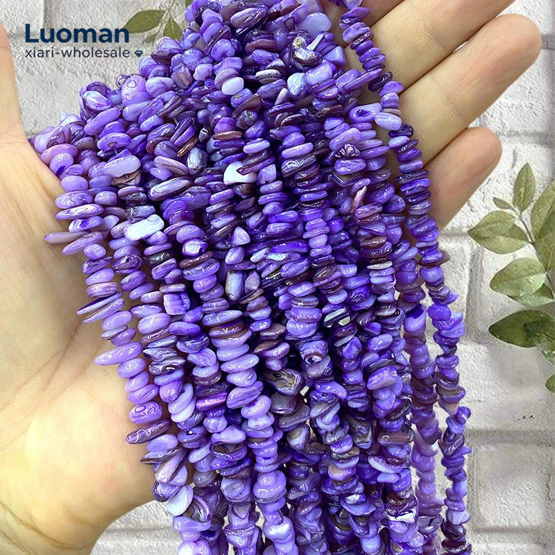 Wholesale 30inch 5-8mm Irregular Natural Shell Violet Color Loose Spacer Bead for Jewelry Making Diy Bracelet Charms Accessories