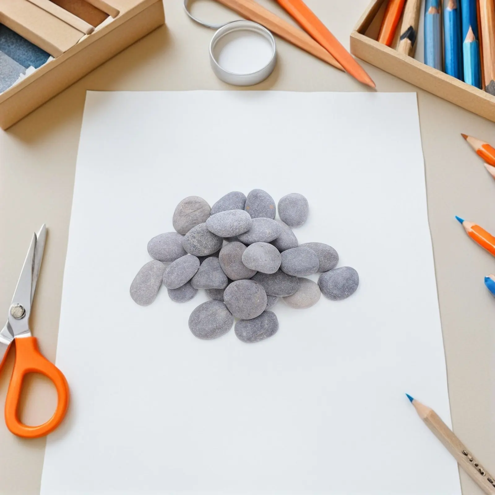 50Pcs Painting Rocks Stones Smooth Cartoon Creative Hand-Painted DIY Polishing Pebbles 1-3Cm Suitable for Children's Drawing