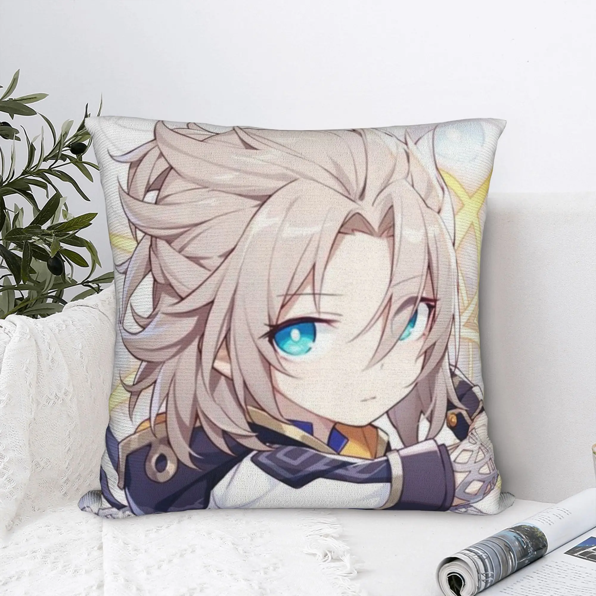 Smug Albedo Genshin Impact Pillowcase Printing Fabric Cushion Cover Decorative Cute Kawaii Throw Pillow Case Cover Sofa Square