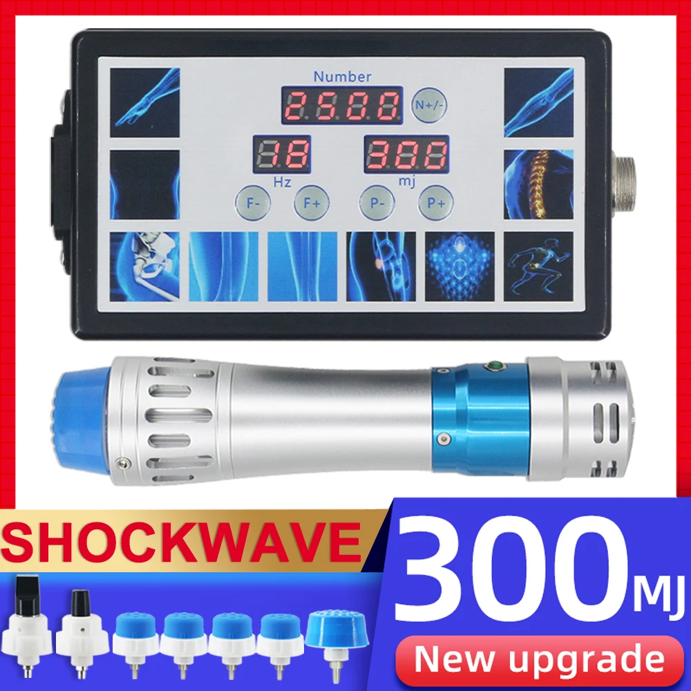 

300MJ Shockwave Therapy Machine ED Treatment Pain Relief Shock Wave Portable Physiotherapy Equipment With 7 Heads New