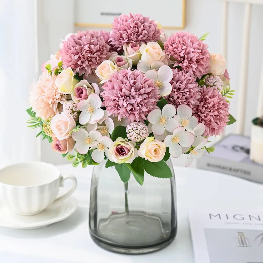 Künstliche Blumen Rose Chrysantheme Seide Für Hochzeit Zuhause Vase Festival Kranz Gartenparty DIY Geschenk Dekoration Bestseller – Detail 5